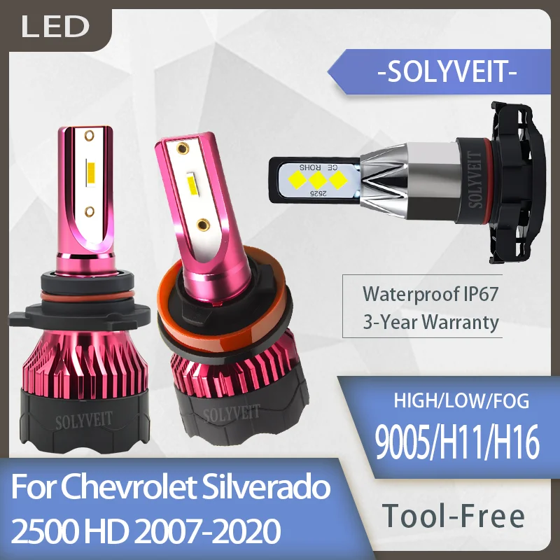

Powerful Illumination 9005 H11 H16 LED Headlight high/low foglight For Chevrolet Silverado 2500 HD 2007 2008 2009 2010-2020