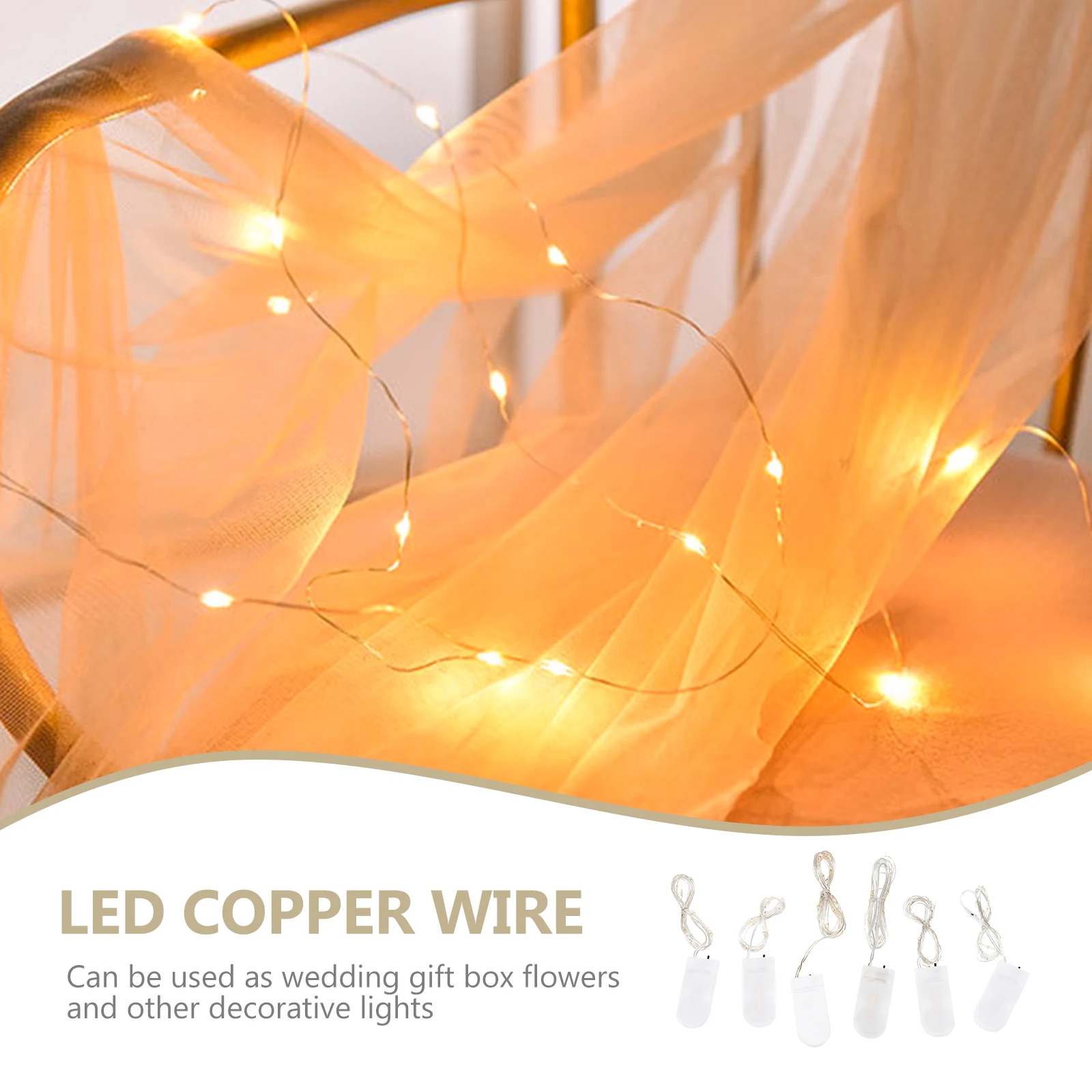 

6Pcs LED Fairy String Lights Decorative Copper Wire Lamps Festival Wedding Birthday Party Scene Lamp Ornament Copper Wire Light
