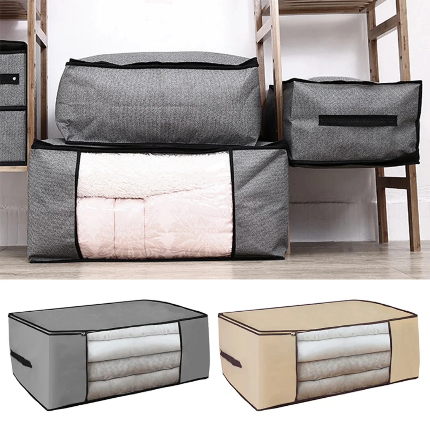 Hot Sale Portable Non-woven Folding Clothes Blanket Pillow Quilt Box Organizer - 1pc Foldable Cozy Storage Solution