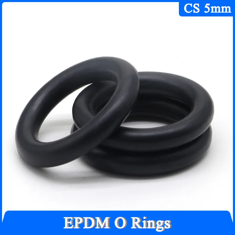 

10Pcs EPDM O Rings Black CS 5mm OD 15 ~ 150mm Acid and Alkali Resistance Water Resistance Friction Resistance o-ring