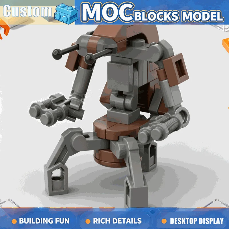 37PCS Mini Sci-Fi Robot Droid Building Blocks MOC Model DIY Assembly Toy Space Combat Figure Education Creative Collectible Gift