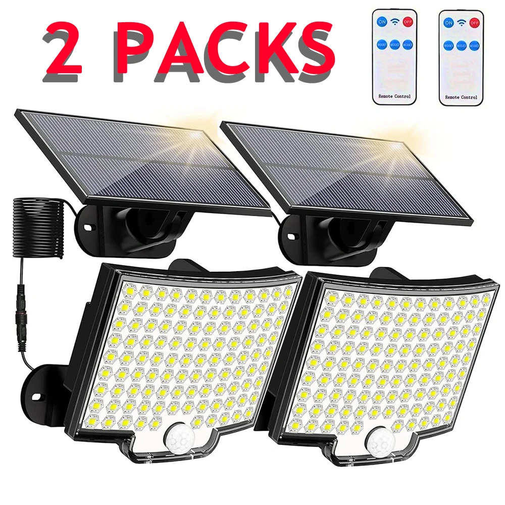 106LED zonne-buitenverlichting bewegingssensor afstandsbediening muur schijnwerper beveiliging waterdichte patio tuin garage hek pad verlichting