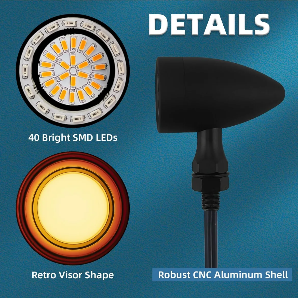 Front Rear Motorcycle Bullet Indicator LED 3 in 1 Turn Signal Light Integrated Brake Taillight Retro Signals for Chopper Bobber