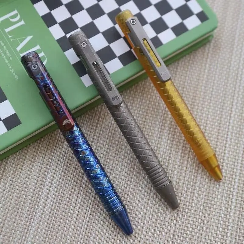 

1 Piece Titanium PEI Ballpoint Pen Bolt Action Signature Writing Pocket Pen EDC Gift