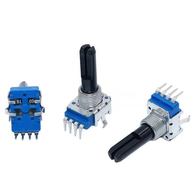 10 SZT. RK11 B102 B502 B103 B503 B104 4-Pinowy Potencjometr Środkowy z Przyciskiem, Potencjometr Mieszający 1K 5K 10K, Pół-osiowy, Długość Osi 23MM 18MM — zdjęcie produktu 2