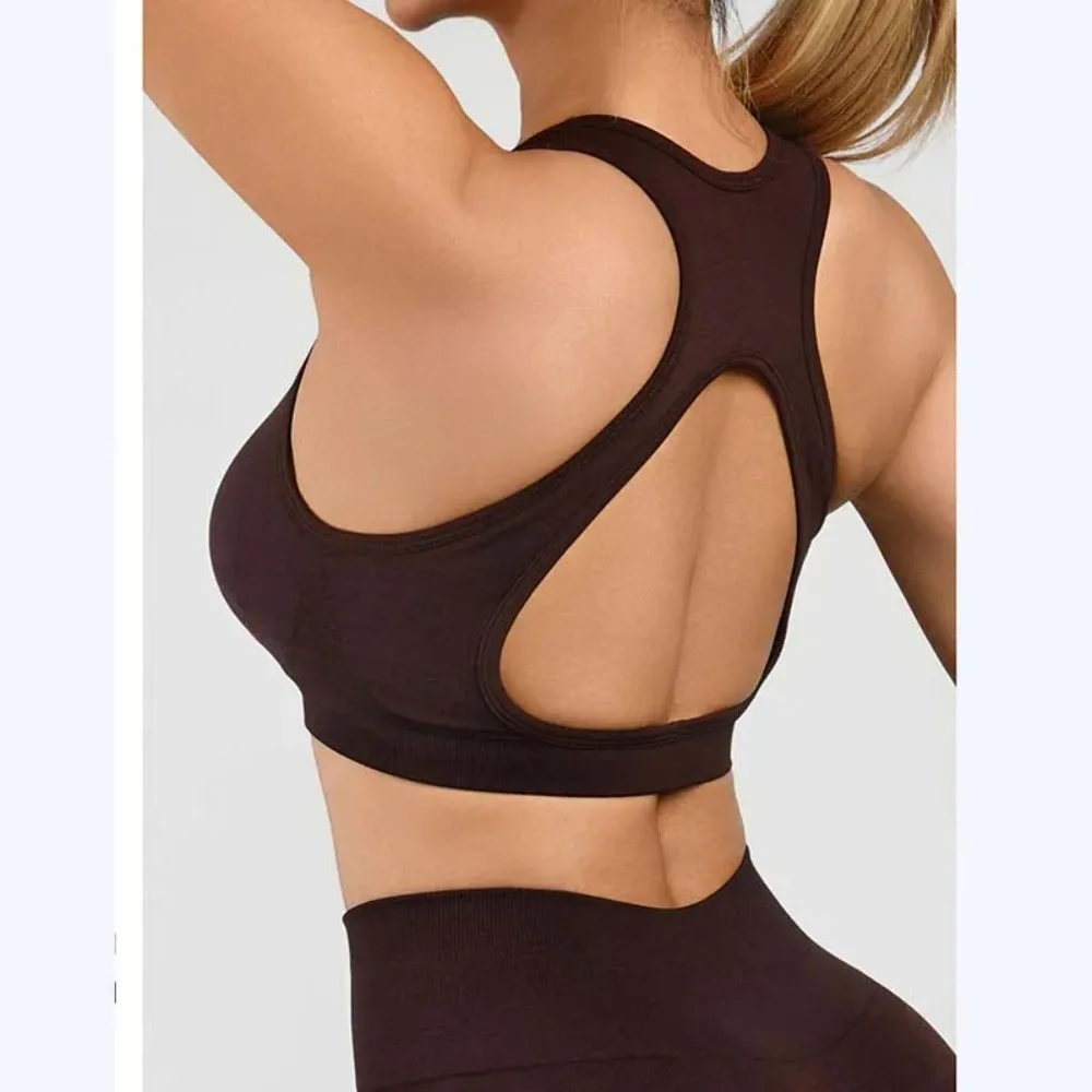 Women Seamless Wirefree Sports Bra, High Impact Support Racerback Slim Fit Side Smoothing Running Yoga Tank Top  048