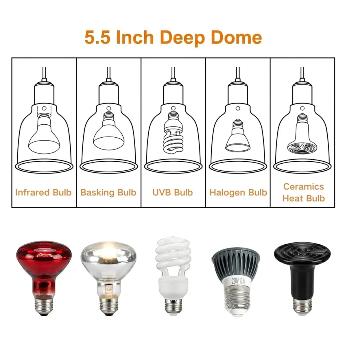 11·11coupon-爬虫類用ライト器具、uva-uvb-ヒートランプ用ディープドームライト器具、爬虫類用ヒートランプ電球ランプシェード-us-プラグ