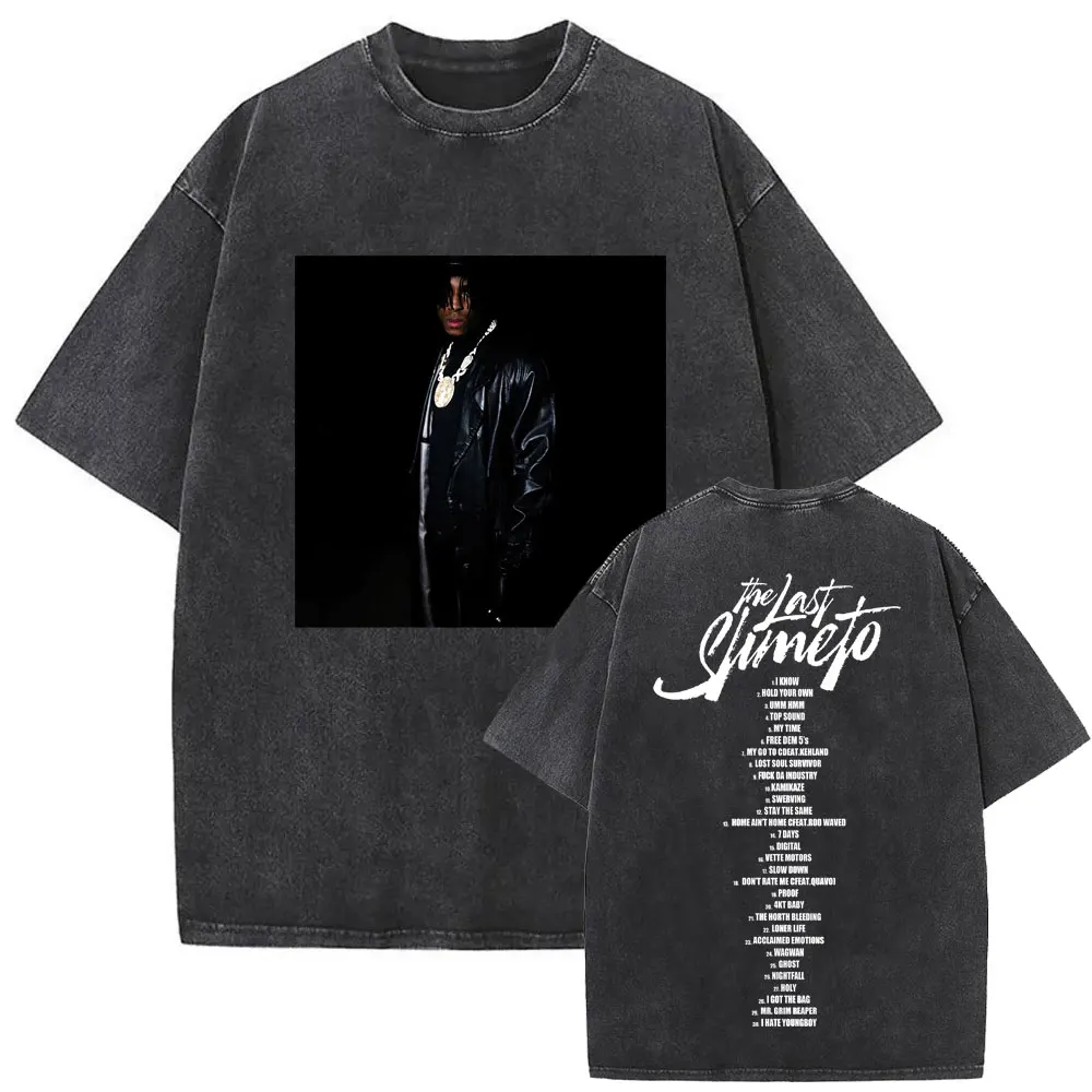 

Rapper YoungBoy Never Broke Again The Last Slimeto Vintage Washed T-shirt Men Women Hip Hop Fashion Oversized T Shirt Streetwear
