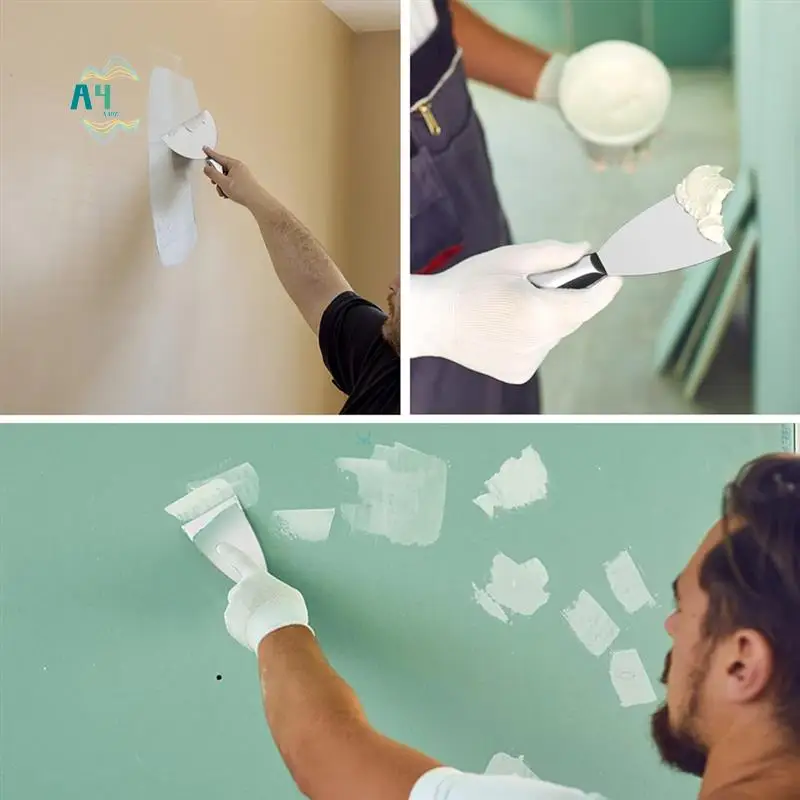 A40Z-Putty Knife Set,4 PCS One-Piece Premium Polished All-Stainless Steel Scraper Tool For Drywall Finishing