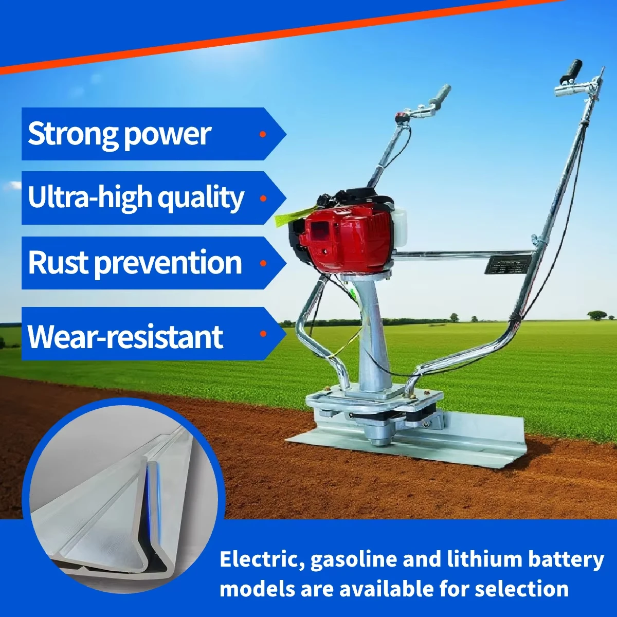 Concrete Stainless Cement Vibrating Power Screed Finishing Machine Concrete Vibrator Screed Floor Paver Ground Leveler Machine