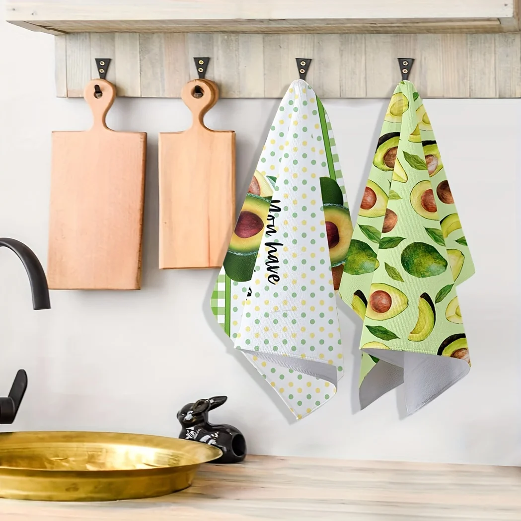 قطعتان، مناشف مطبخ ناعمة ولطيفة على شكل أفوكادو مطبوعة بالكامل، مجموعة مناشف 40 سم * 60 سم، قماش تنظيف ناعم فائق الامتصاص، منشفة شاي للطهي والخبز، قماش تنظيف، ديكور غرفة المطبخ، أساسيات المطبخ، قماش التنظيف #4