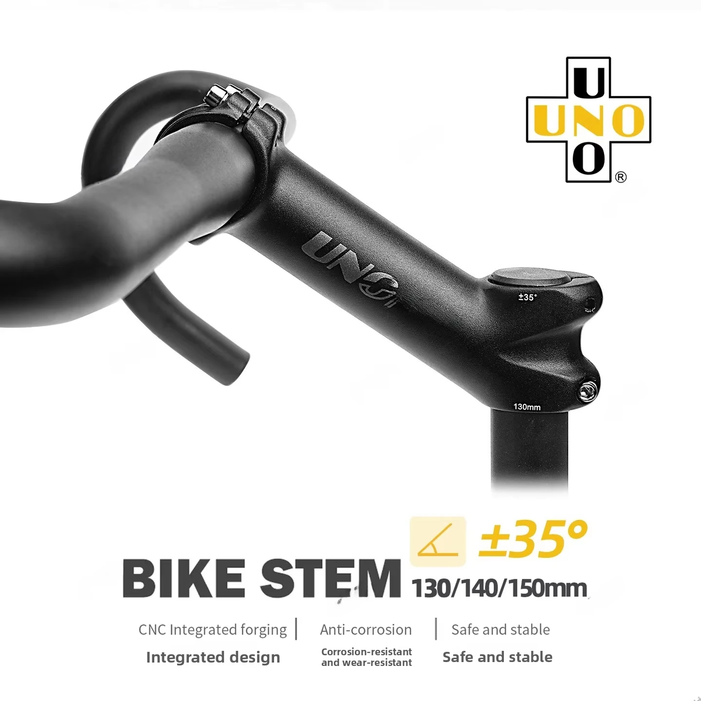 UNO  35 Degree Long Bike Stem 130/140/150mm Bicycle Handlebar Power 31.8mm Takeaway Bike Table Steering Wheel Extension