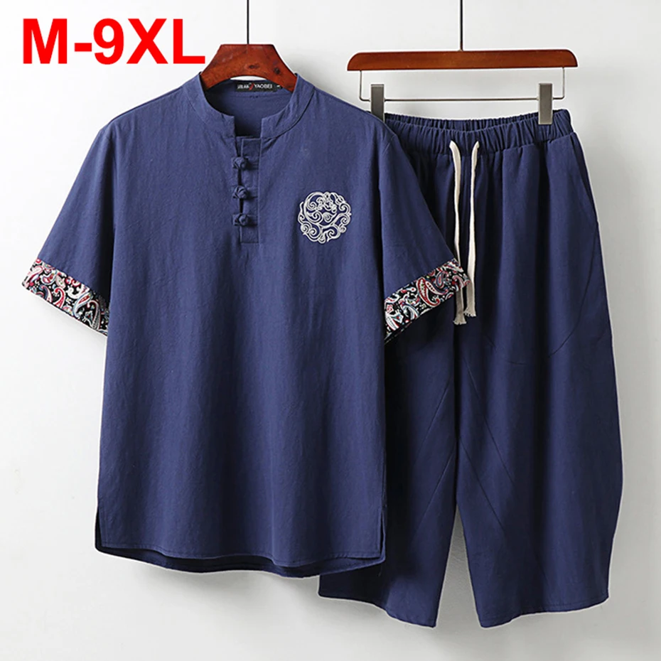 

9XL Мужские футболки больших размеров, шорты, летние повседневные свободные футболки и шорты, мужские комплекты большого размера 8XL 7XL