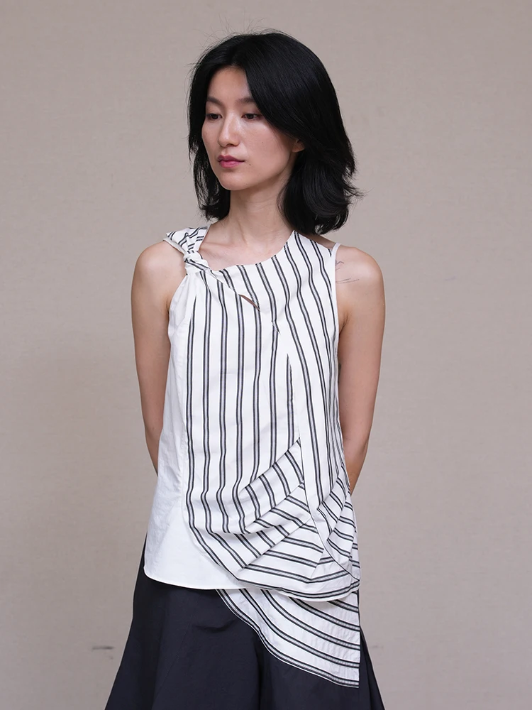 

Asymmetric Cotton Blend Svel Vest PICALME SS23 Patchwork Design Comfortable Commute Sle Summer ential