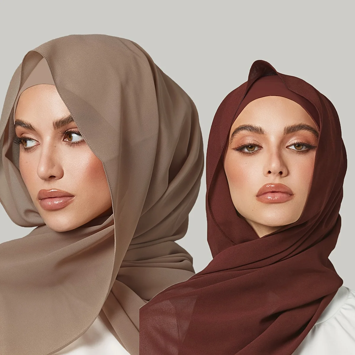 

2pcs Women'S Stylish Scarf And Tie Hat Set, Solid Color, Breathable Fiber Shawl with a Soft Tie Hat