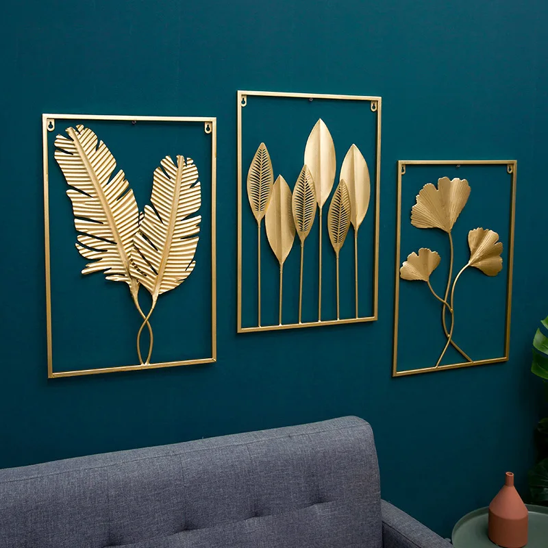 

JOYLOVE Nordic Metal Leaf Plant Wall Decor Wrought Iron Wall Hanging Non-perforatedWall Mural LivingRoom Bedroom Home Decoration