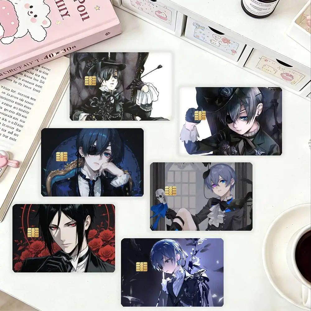 

B-Black Butler Kuroshitsuji Anime HD Waterproof Card Skins Protective Stickers for Credit Bank Game Cards