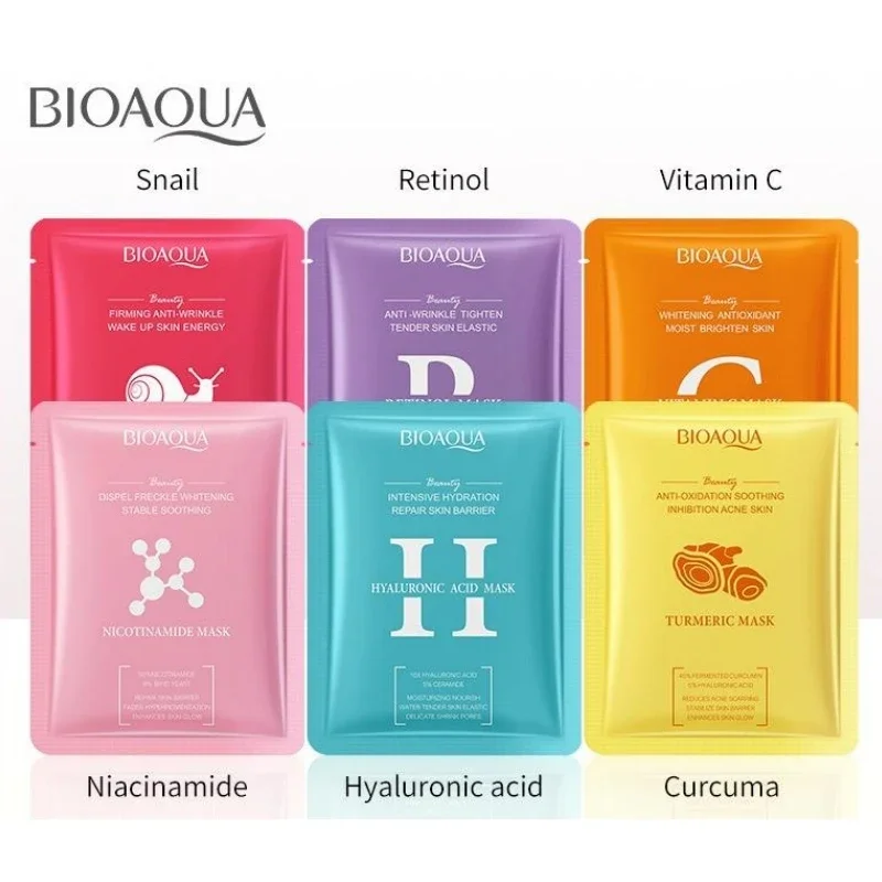 10Pcs Vitamin C Hydrating Anti Oxygen Face Mask Nicotinamide Repairing Mask Turmeric  Moisturizing Mask Sheets