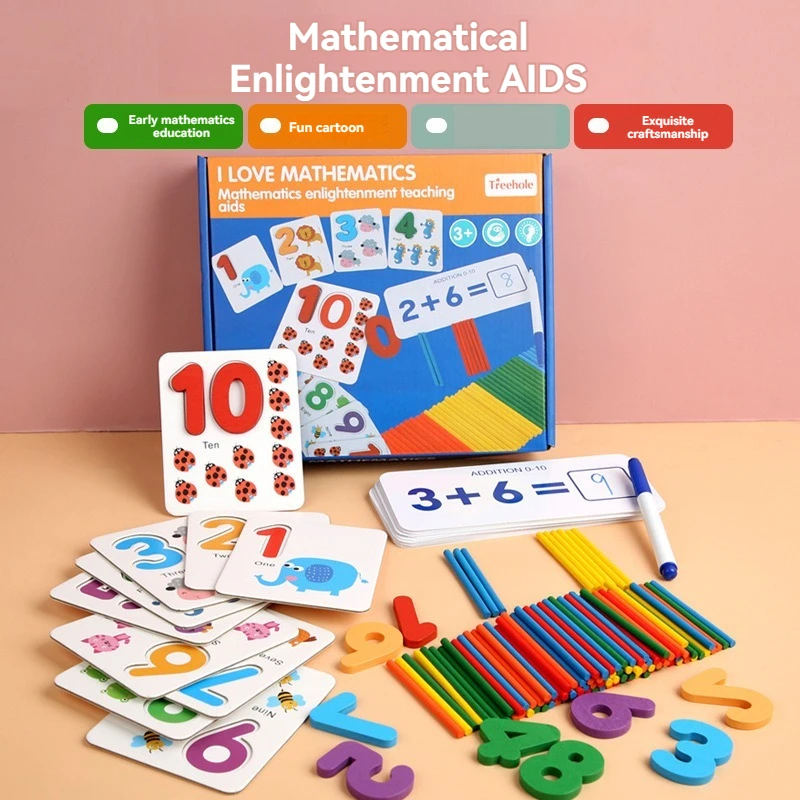 Brinquedo clássico de aprendizagem de matemática para crianças – conjunto educacional de correspondência de números e adição/subtração, prática aritmética prática