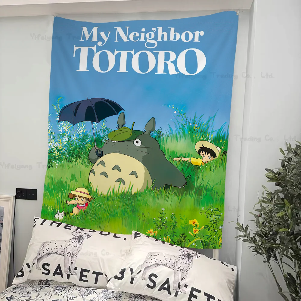 1PC Hayao Miyazaki Anime Movie Totoro Tapestry Printed Large Wall Tapestry Art Science Fiction Room Home Decor Decor Blanket