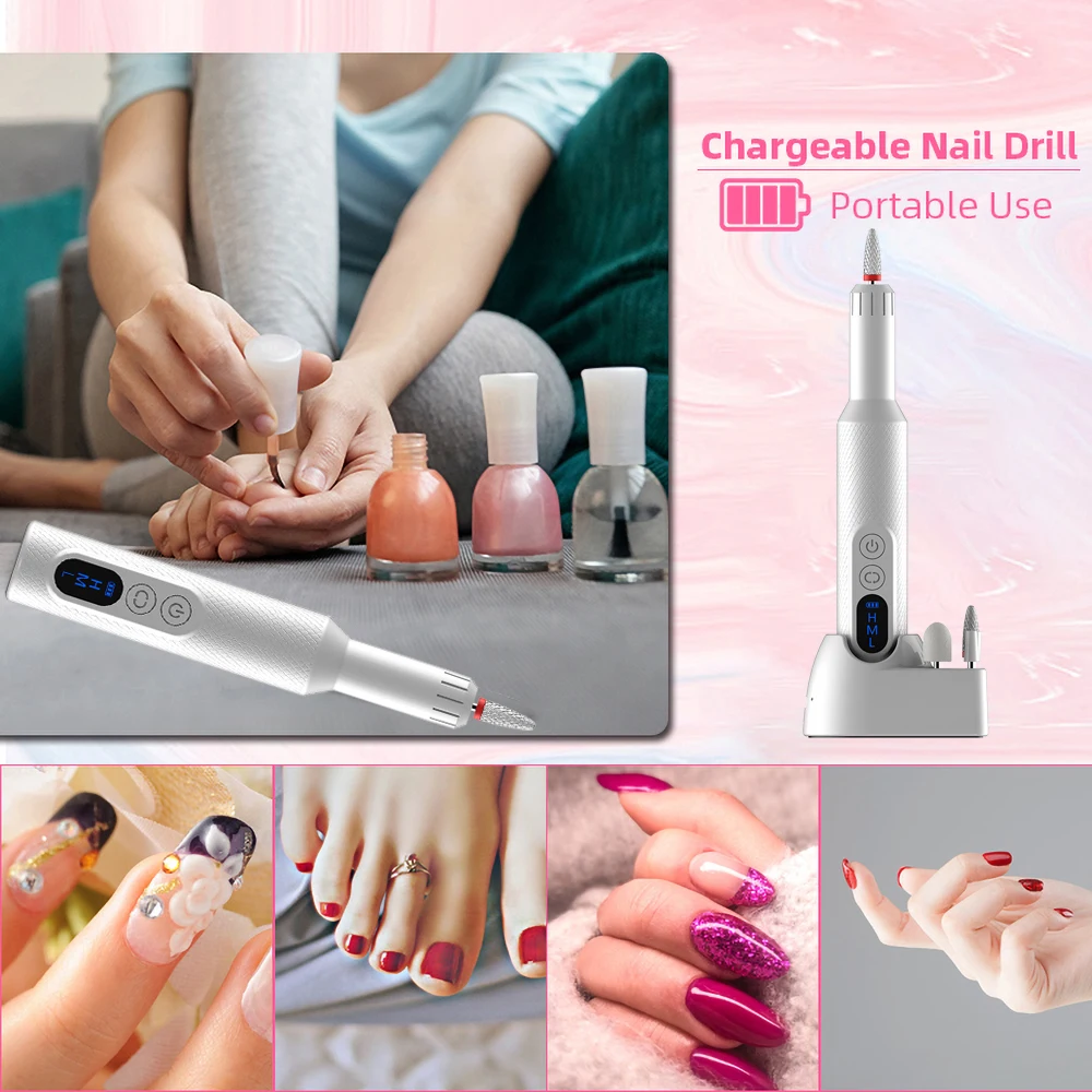 NEW 18000RPM Wireless Nail Drill Machine Electric Nail Sander Cordless Rechargable Manicure Machine Milling Cutter Nail Machine