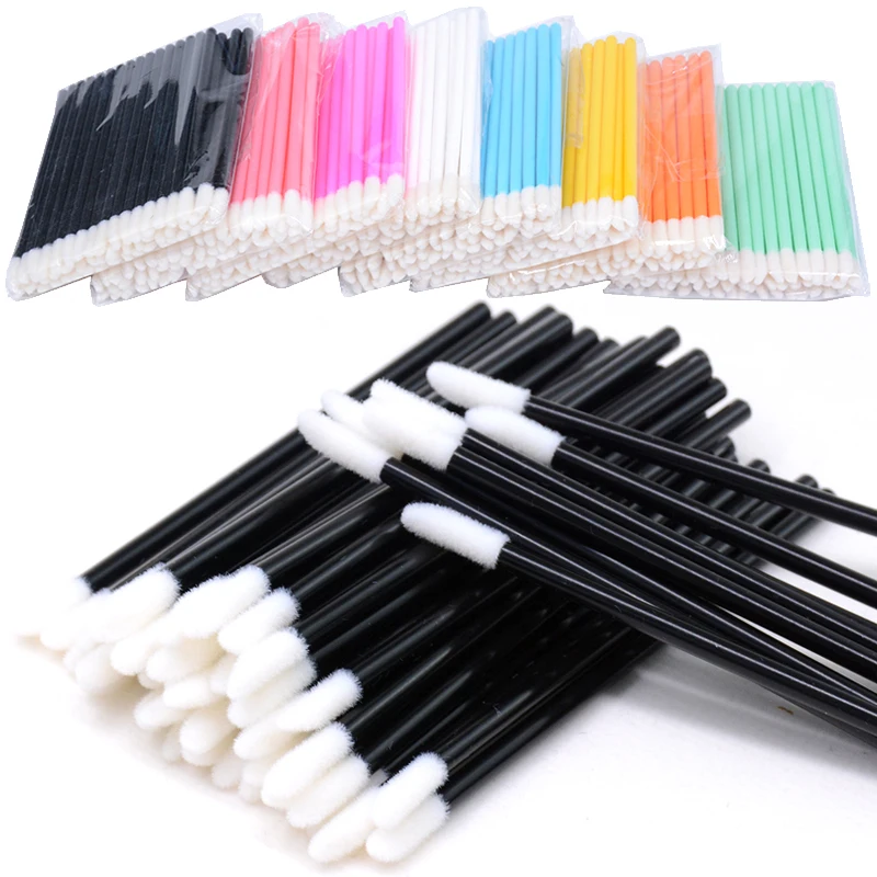 50Pcs Disposable Mini Lip Brush Supplies Spoolies For Lash Extension Lipstick Applicator Gloss  Brush Mackeup Accessories Tools