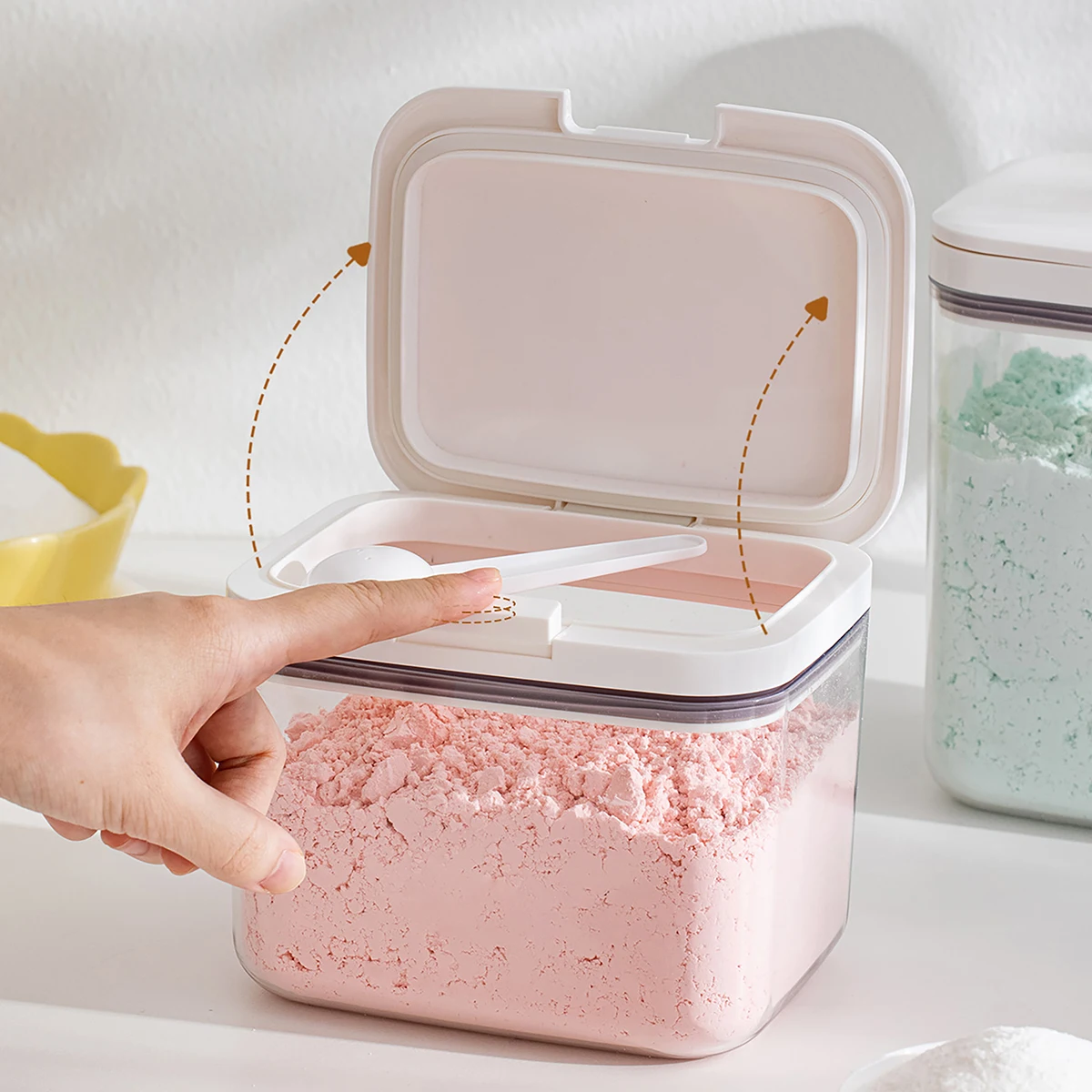 Recipiente para Máscara Facial em Pó, Grande Capacidade 1.2/2L, Lata de Armazenamento com Tampas Pop-up, Recipiente Hermético para Máscara DIY para Banheira e Spa