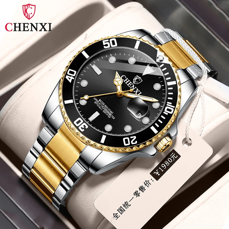 CHENXI 085 New Men\'s Watches Original Quartz Watch For Man 3bar Waterproof Luminous Stainless Steel Wristwatch Male Reloj Hombre