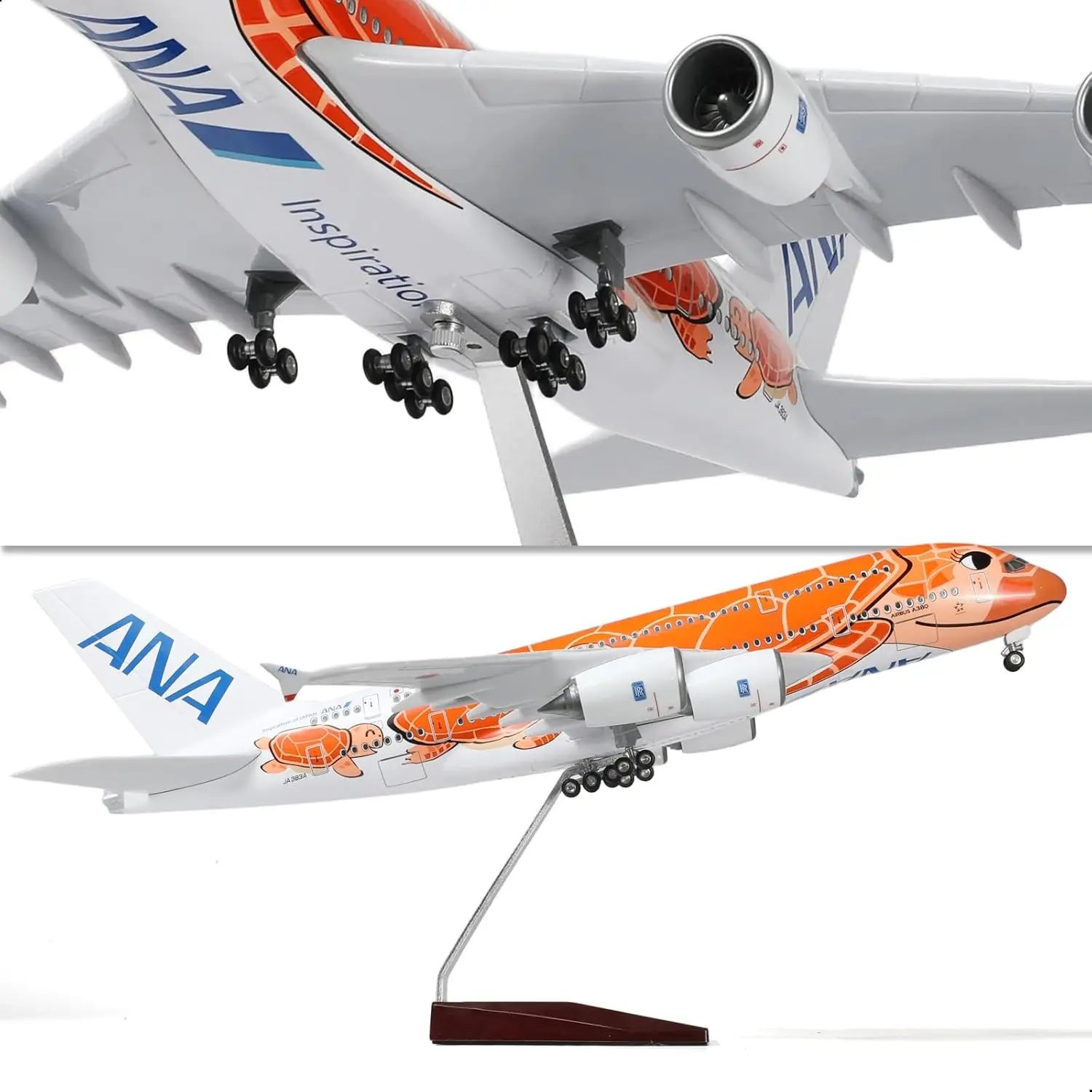 

NEW 47CM A380 Orange Turtle Airplane Model boys toys Japan Air ANA A380 Aircraft Model adults fun for Displays Souvenir Gifts