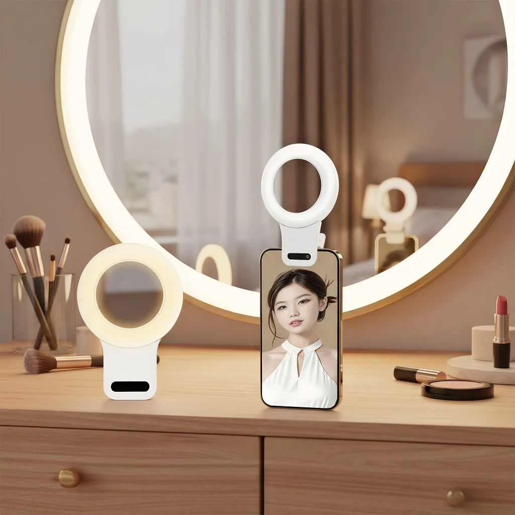 

​ ​ Портативный мини-светодиодный заполняющий светильник для селфи с кольцевой лампой с зажимом для мобильного телефона в реальном времени и фотографии ​ ​