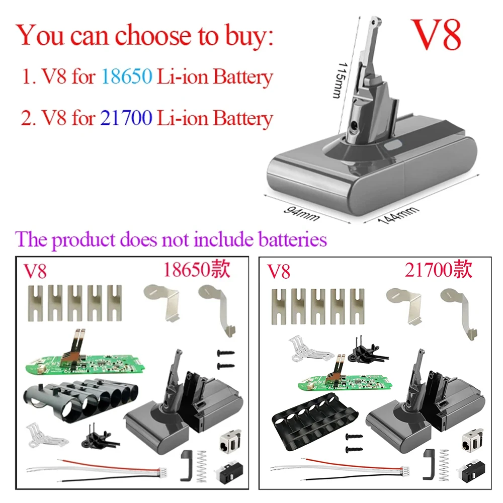 Li-ion Battery Plastic Case Charging Protection Circuit Board Box Shell For Dyson V8 21.6V Absolute Animal Vacuum Cleaner SV10
