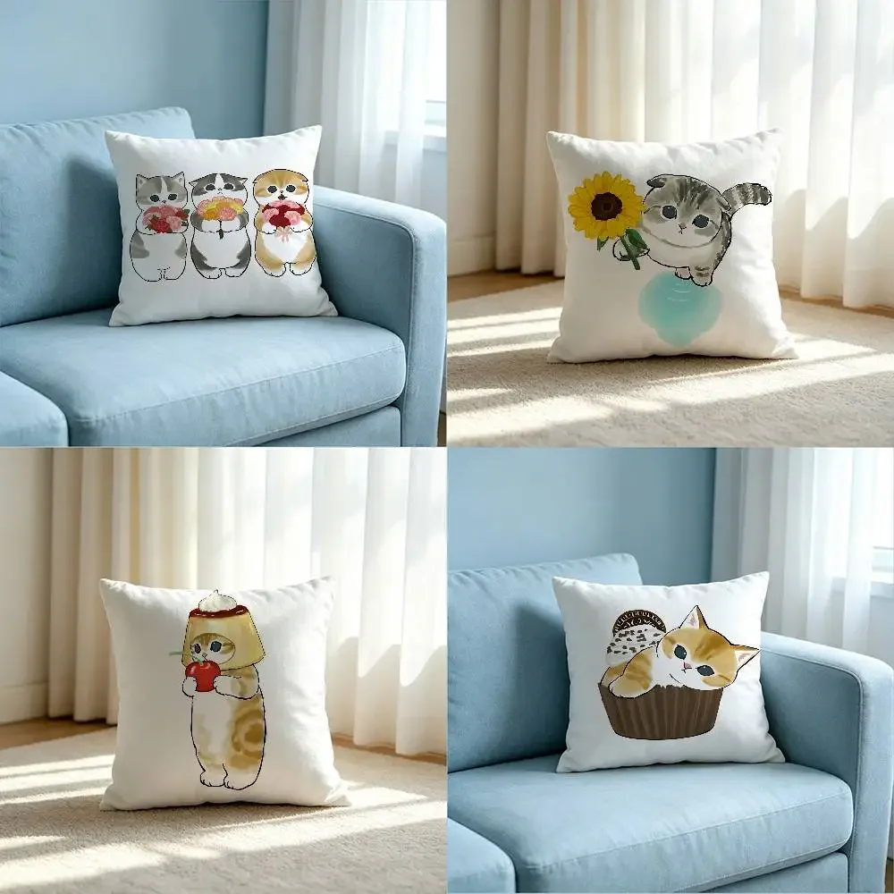 Cute M-Mofusands Cat Customizable Square Pillowcases, Stylish And Soft, Perfect For Beds, Cars, And Sofas.
