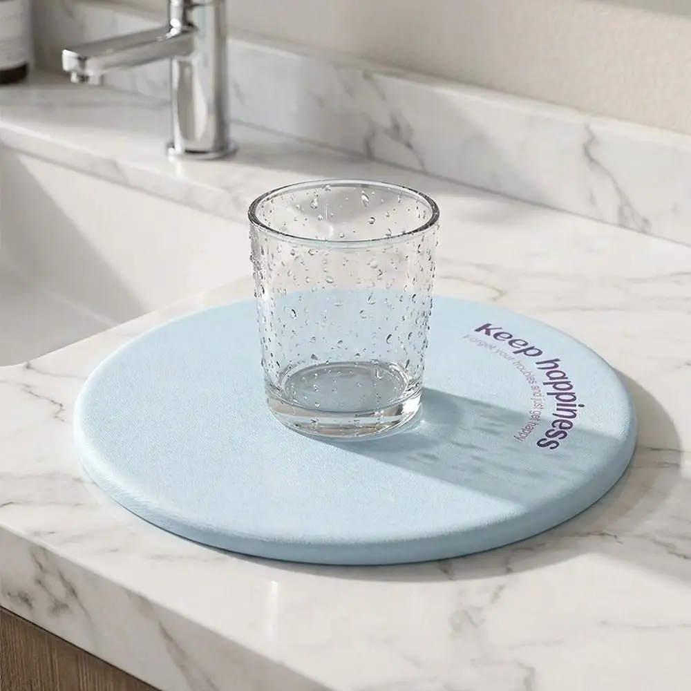 

2PCS Mini Round Diatom Mud Cup Coaster Insulation with Letters Anti-slip Coaster Moisture-proof Draining Pad Office Use
