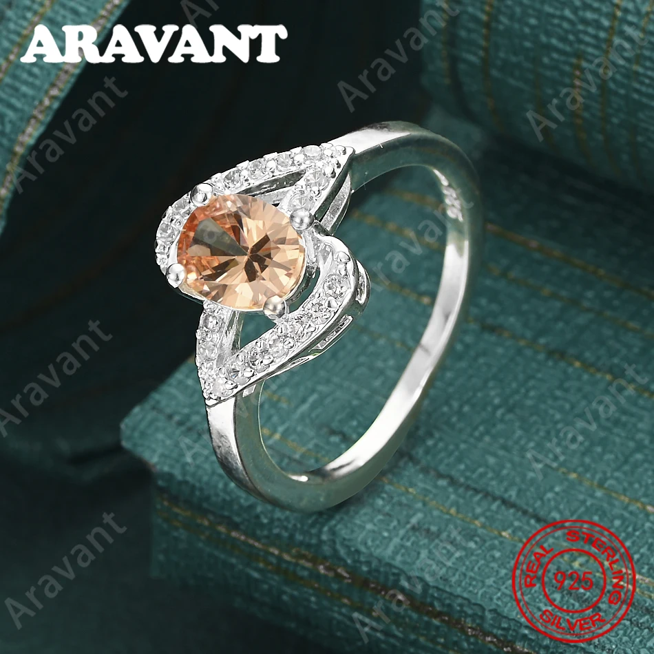 

Кольцо из стерлингового серебра 925 пробы с оранжевым цирконом 7-10 # Изысканные и очаровательные украшения для женщин на свадьбу или вечеринку