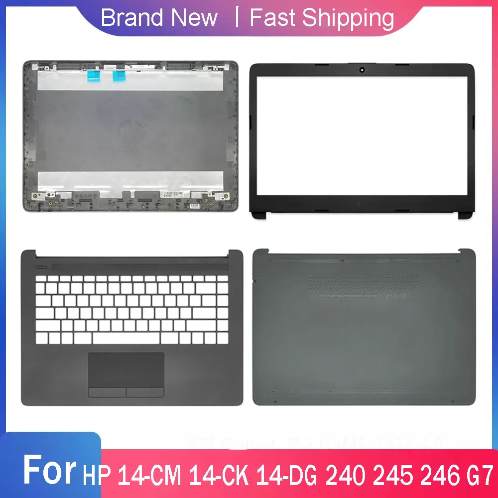 جديد محمول LCD الغطاء الخلفي ل HP 240 G7 TPN-I131 14-CK 14-CM 14Q-CS الحافة الأمامية Palmrest العلوي السفلي مفصلات الغطاء الخلفي رمادي