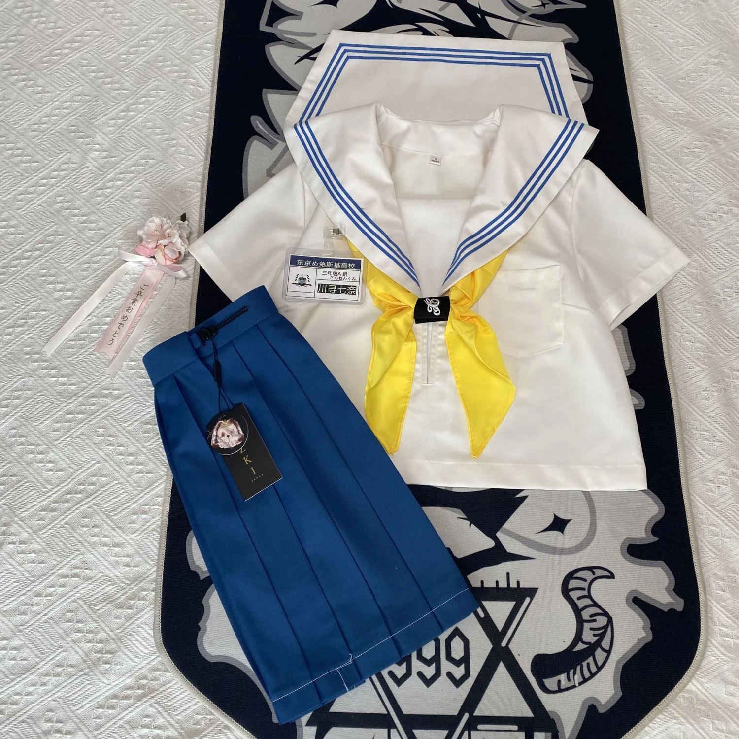 Basic Jk Blue Three-Lines White Sailor Suits Japanese School Uniforms for Girls Sets Pleated Skirt Fuku Anime Cos Costumes Women