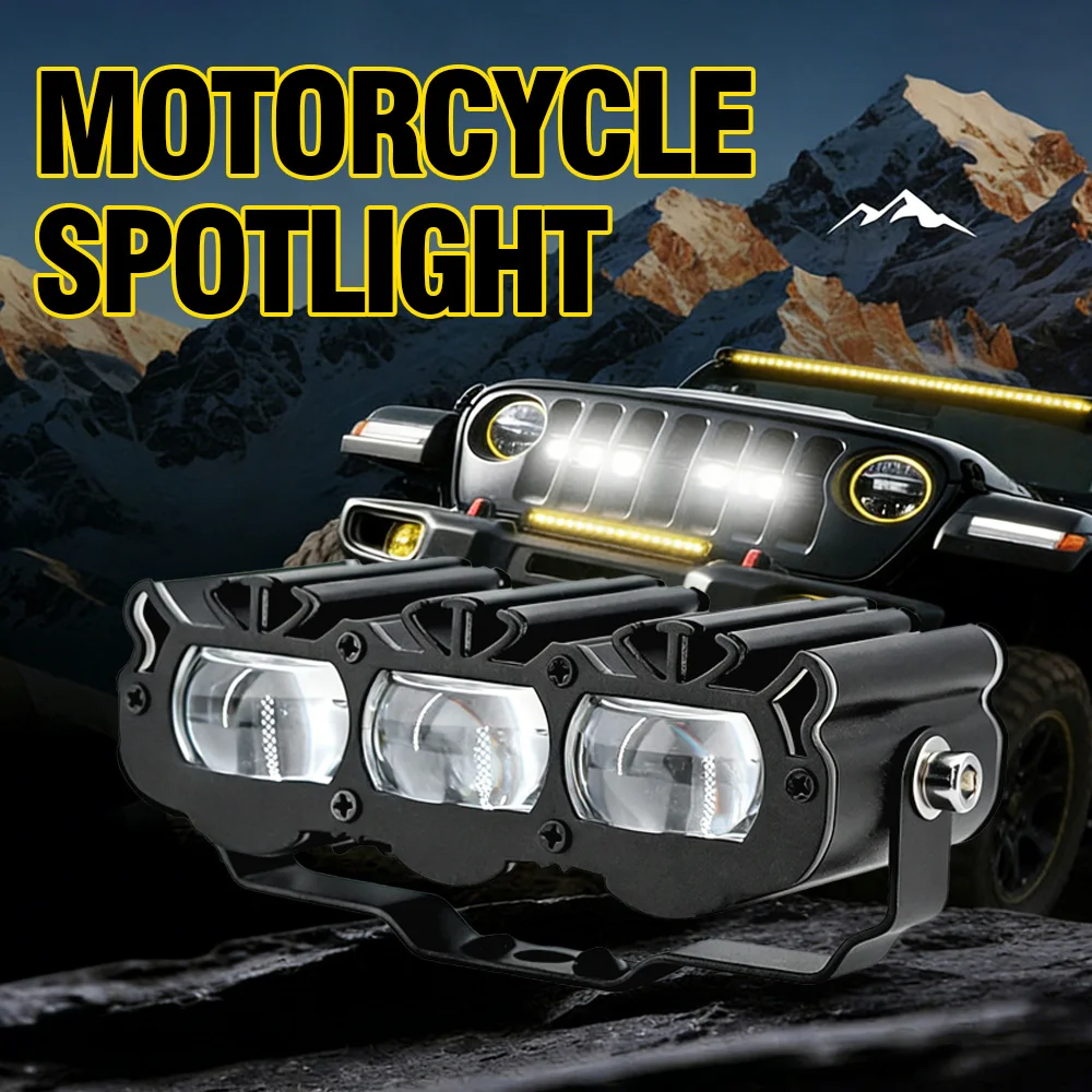 Motorcycle Led 12V High Brightness Motorcycle Headlight Spot Light Dual Color Hi/Low Beam Fog Lamps Electric Car Lights