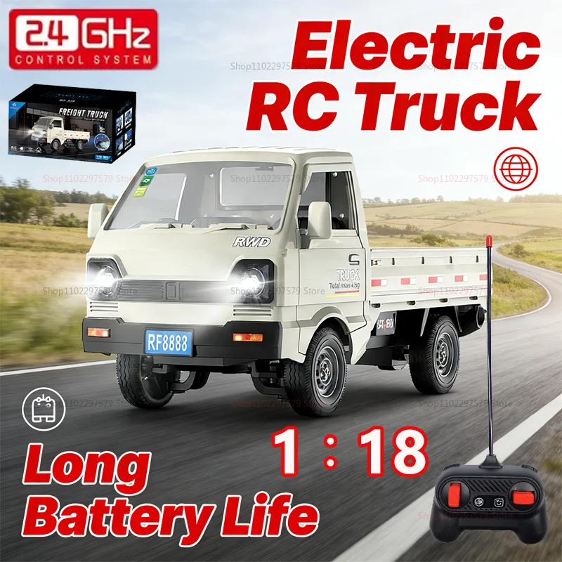 รถบังคับวิทยุ ขนาด 1:18 รถบรรทุกดริฟท์ออฟโรด พร้อมไฟสเปรย์ ของขวัญสำหรับเด็กผู้ชาย ของเล่นรถบังคับวิทยุปีนป่ายแข่งรถ สำหรับเด็กและผู้ใหญ่