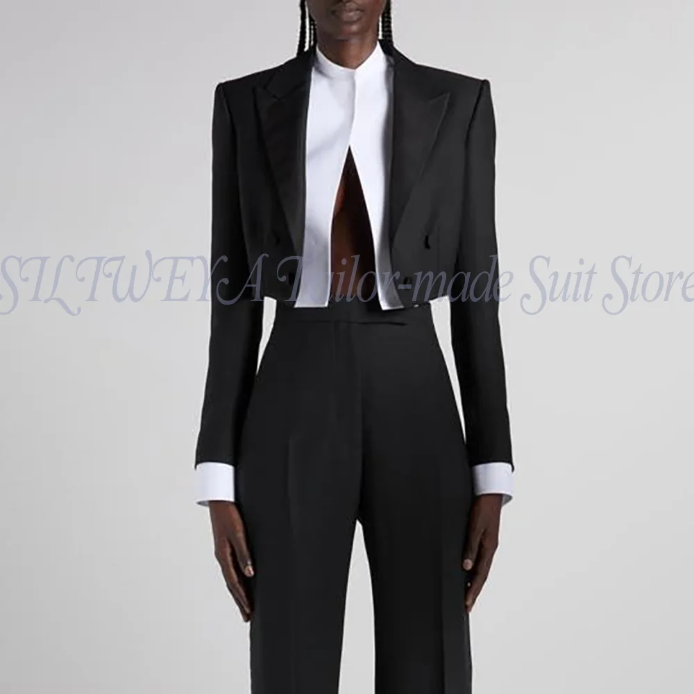 Luxus Schwarz Weiblichen Anzug 2-stück Jacke Hosen Smart Casual Boutique Blazer Set Büro Chic Outfits Trajes De Mujer Elegante