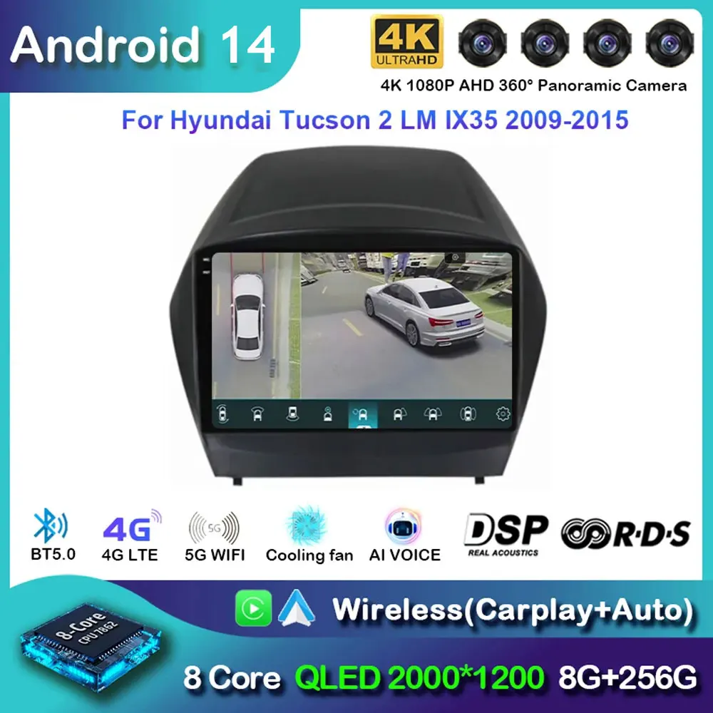 For Hyundai IX35 Tucson 2 2009 - 2015 Android Car Radio Multimedia Player Navigation GPS Carplay QLED Touch Screen Auto Stereo