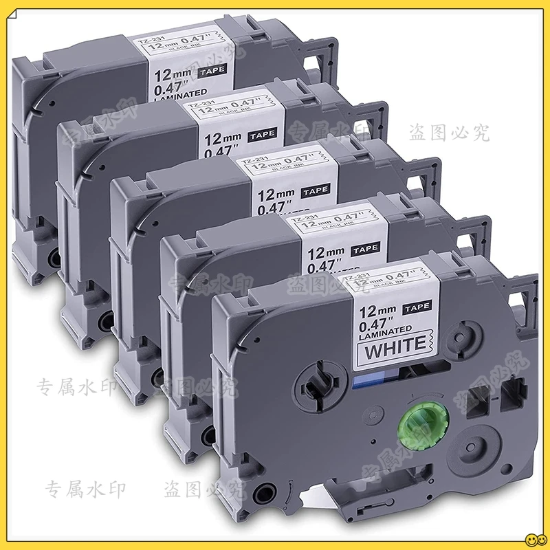 

5-Pack Label Maker Tape for TZe-231 -231 Laminated P-Press Label Maker Tape, for Model PT D200 D210 H100 1880