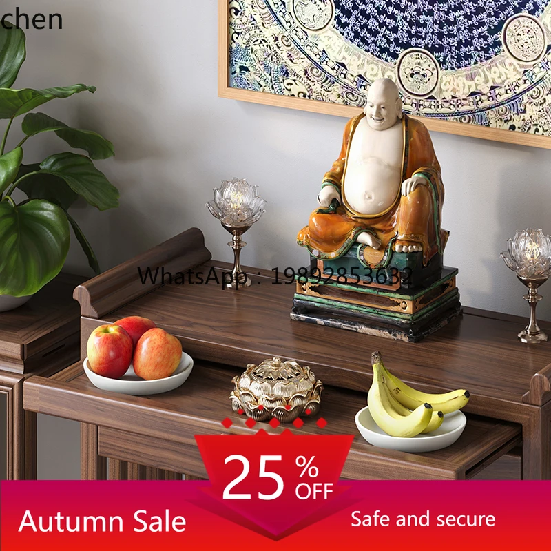 

Black Walnut Solid Wood Offering Table Zhongtang Buddha Statue Table Buddhist Hall God of Wealth Offering Table Gong Tai