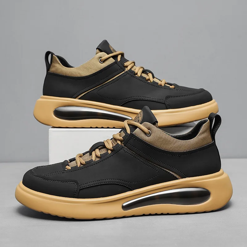 

Autumn New Designer Cow Leather Board Shoes for Men Soft Sole Breathable Fashion Casual Sneakers Male Lace-up Sports Shoes Man