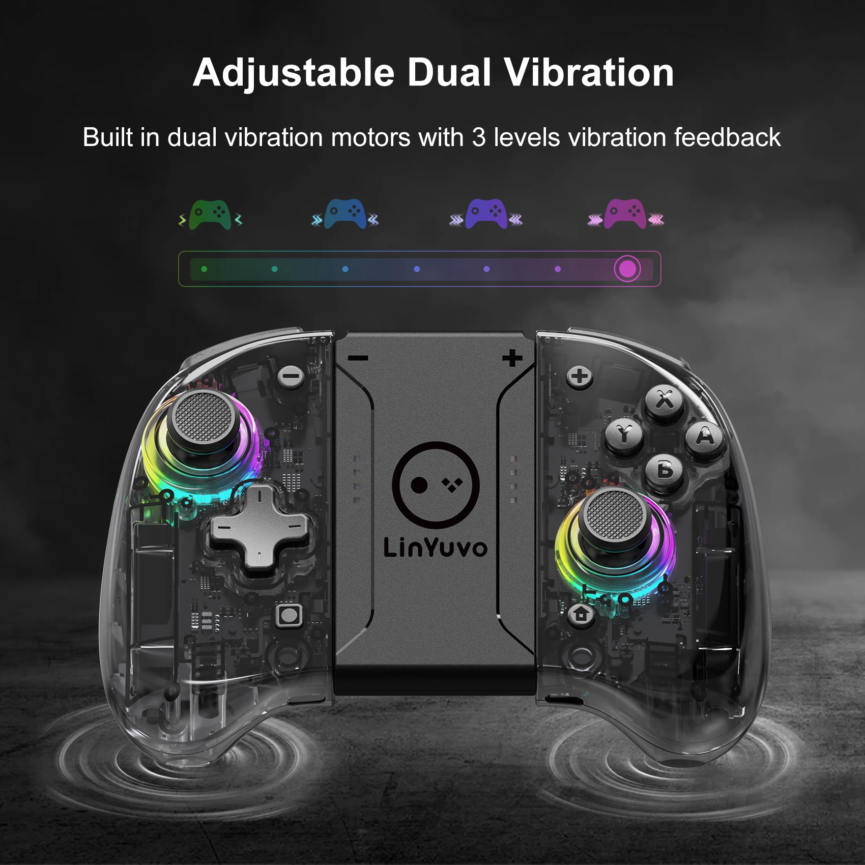 LinYuvo KS37B Joypad الاستيقاظ التلقائي مع بلوتوث الحسية الجسدية ستة محاور متوافقة مع نينتندو سويتش/سويتش OLED Joypad