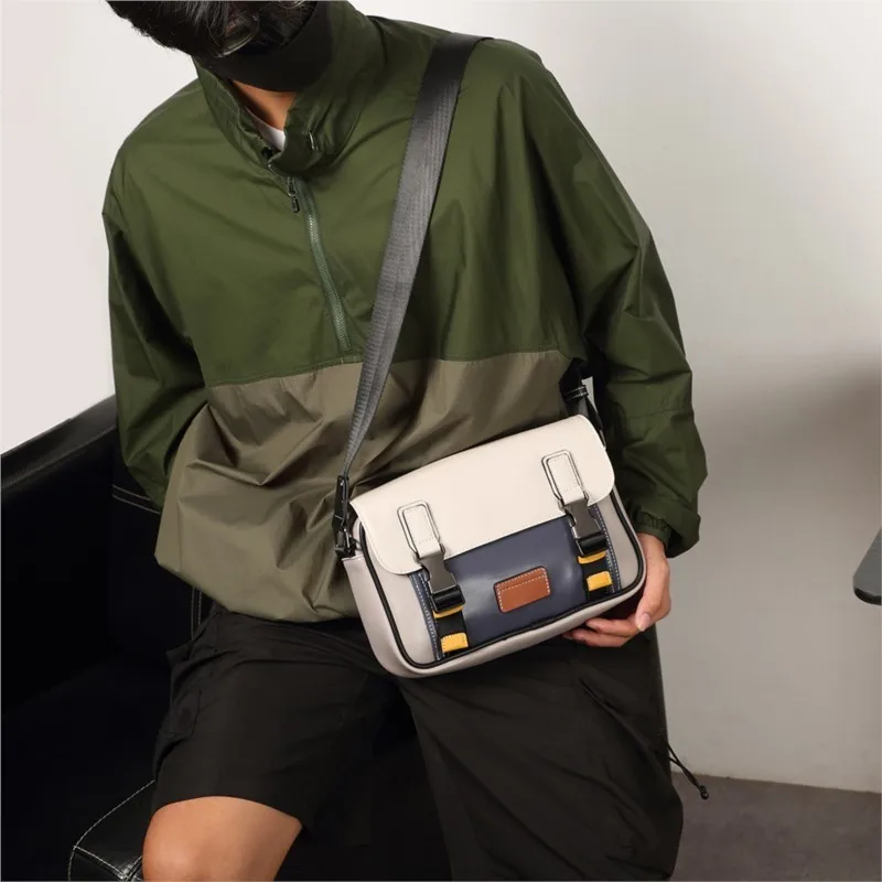 Bolso cruzado de cuero para hombre, bandolera informal de marca de lujo, 2023