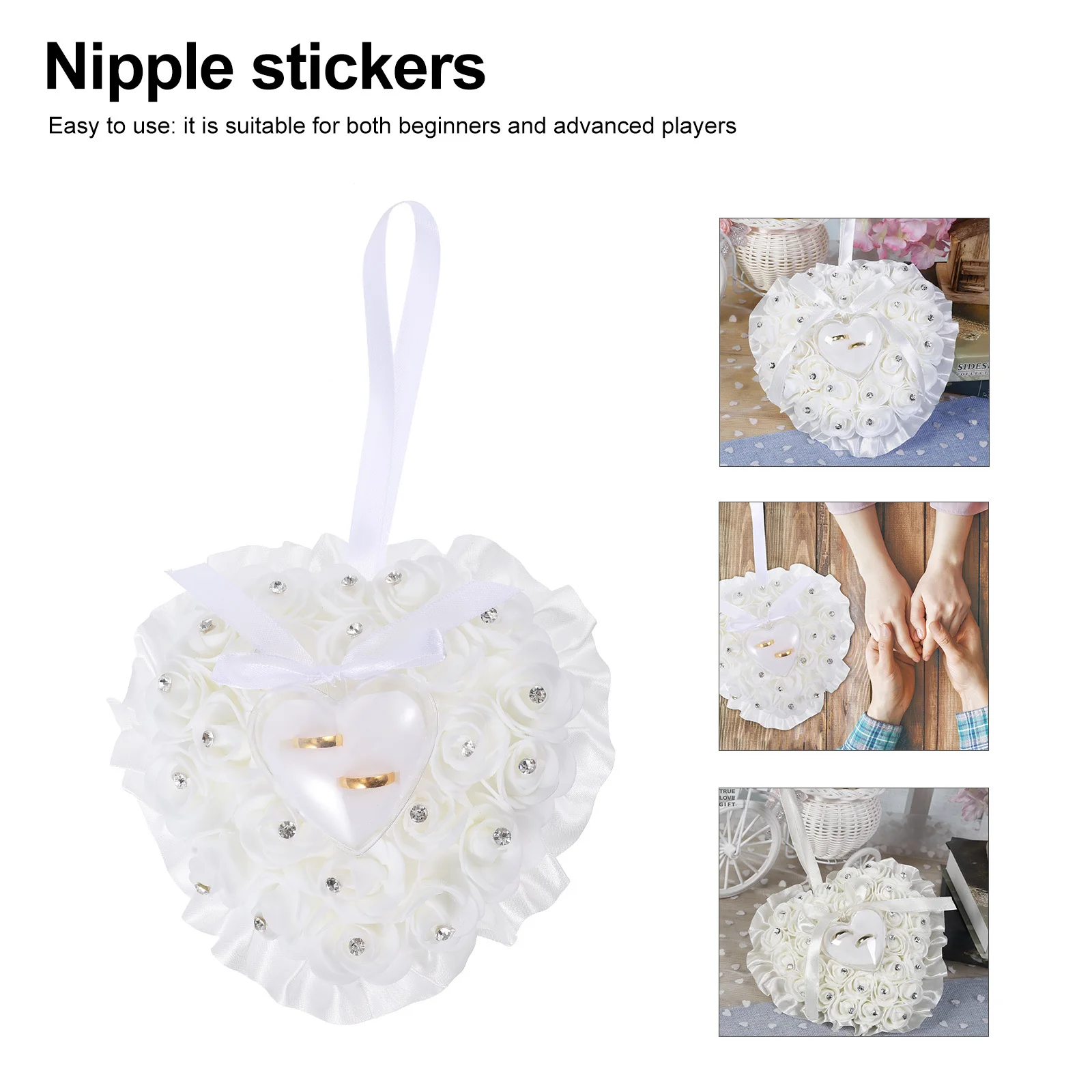 1Pcs Hochzeit Ring Kissen Herz Form Transparent Box Rose Blume Strass Dekoration Romantische Braut Ring Kissen Hochzeit