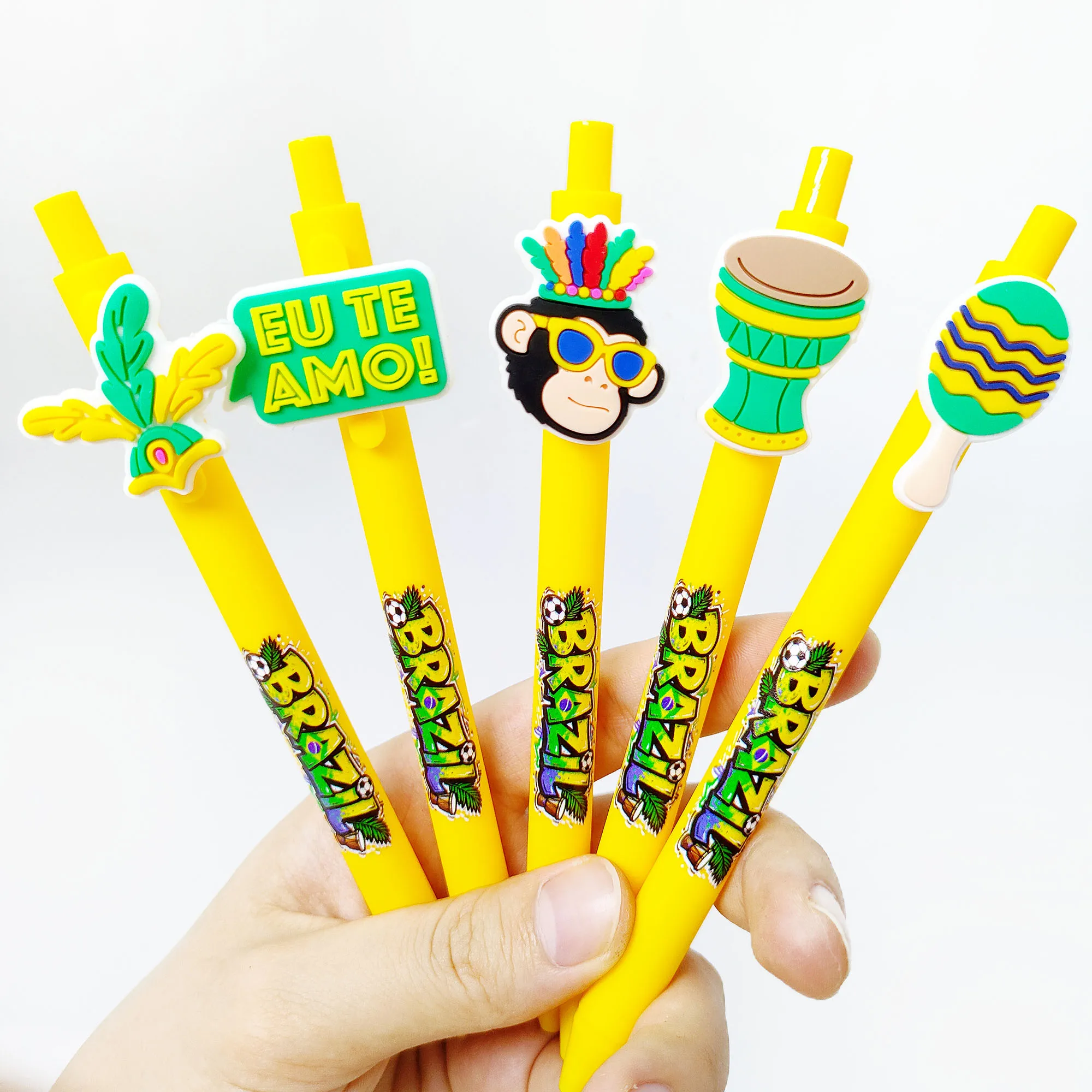 

15pcs/25pcs Creative Brazil Theme Styling Ballpoint Pen Student Writing Stationery Office Meeting Minutes Pen.