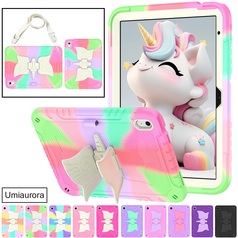 For IPad 11th 11 inch A16 7th 8th 9th 10.2 10th Gen 10.9 Air 2 3 10.5 Pro 9.7 Kids Shockproof Silicon PC Tablet Case Stand Funda