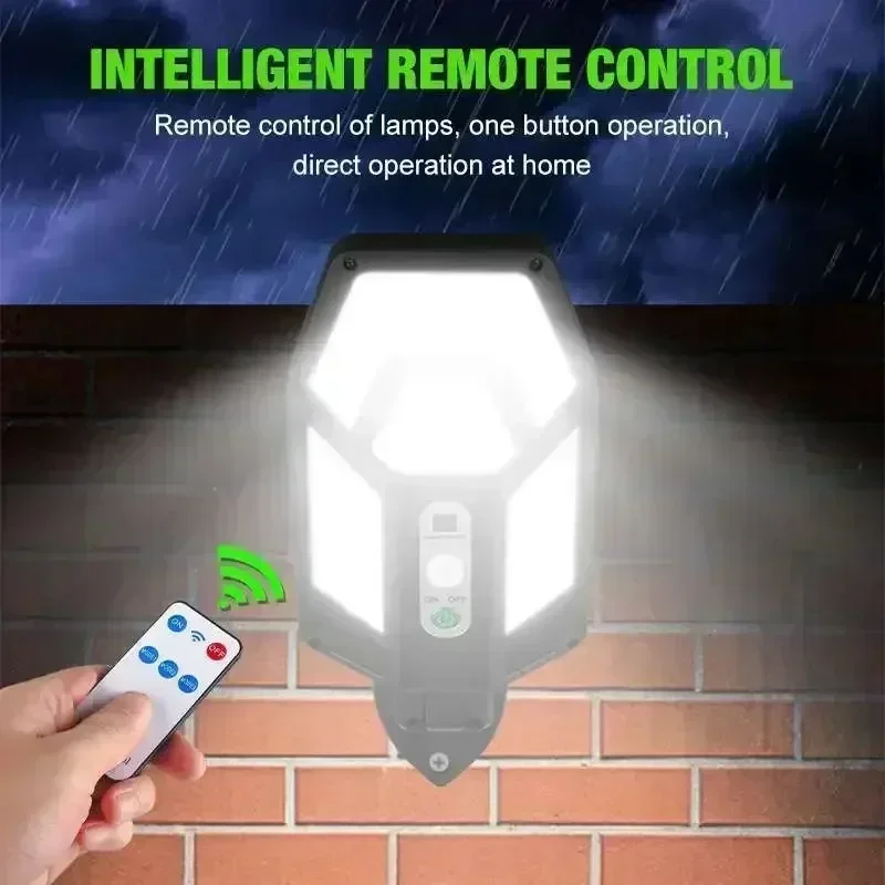 10000LM Powerful Solar Wall Lamp with Remote Outdoor IP65 Waterproof LED Floodlight with Sensor Garden Yard Lantern Street Light