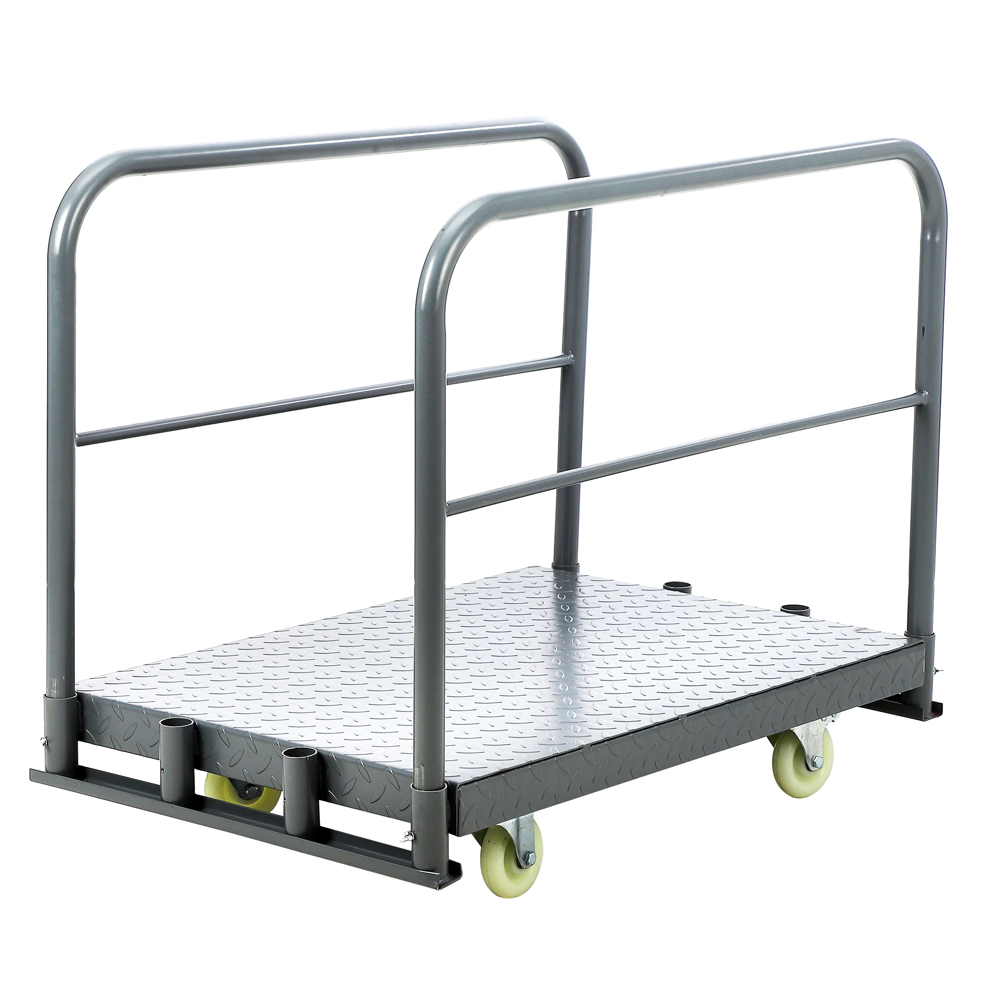 Steel Panel Truck Cart,2000 lbs Capacity with 360°Swivel Casters 1 Front and 2 Side Handrails Push Cart for Carry Objects 36x24